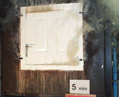 Fire door being tested